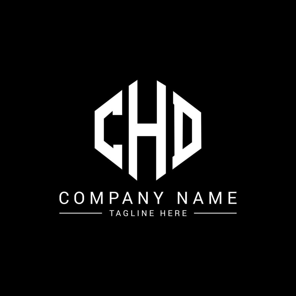 diseño de logotipo de letra chd con forma de polígono. diseño de logotipo en forma de cubo y polígono chd. chd hexágono vector logo plantilla colores blanco y negro. monograma chd, logotipo comercial y inmobiliario.