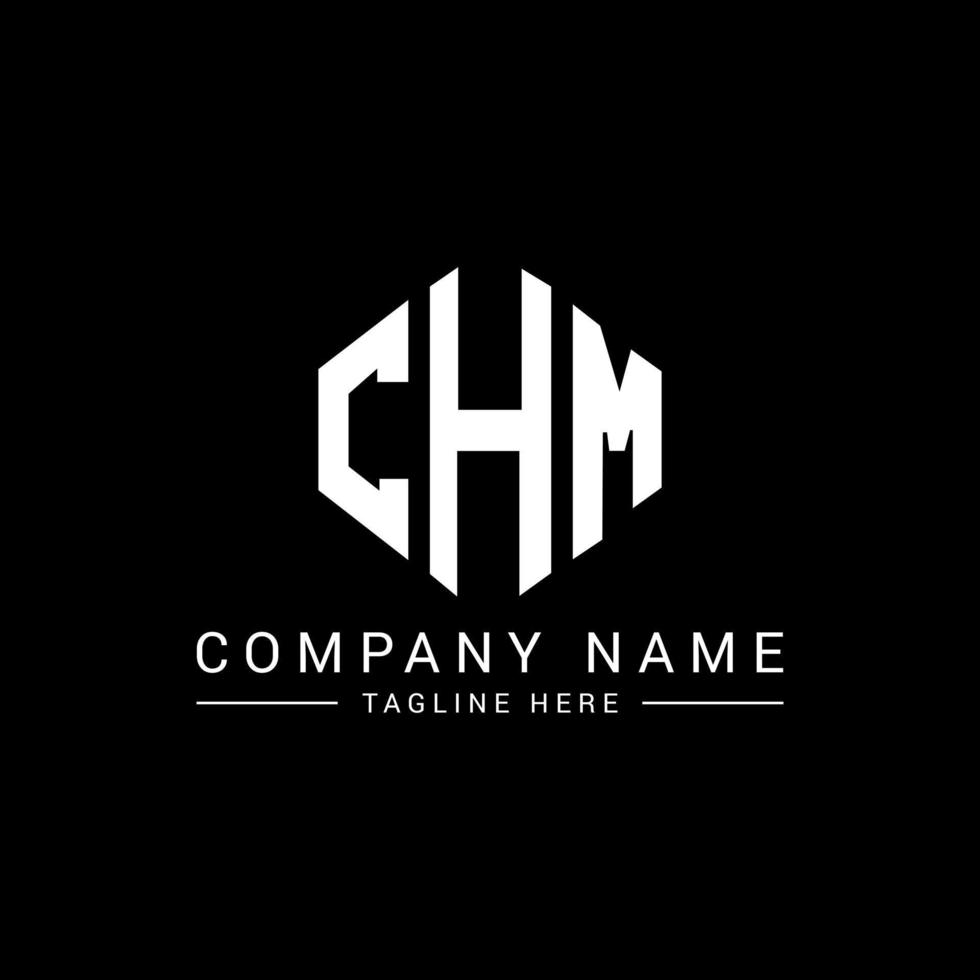 CHM letter logo design with polygon shape. CHM polygon and cube shape logo design. CHM hexagon vector logo template white and black colors. CHM monogram, business and real estate logo.