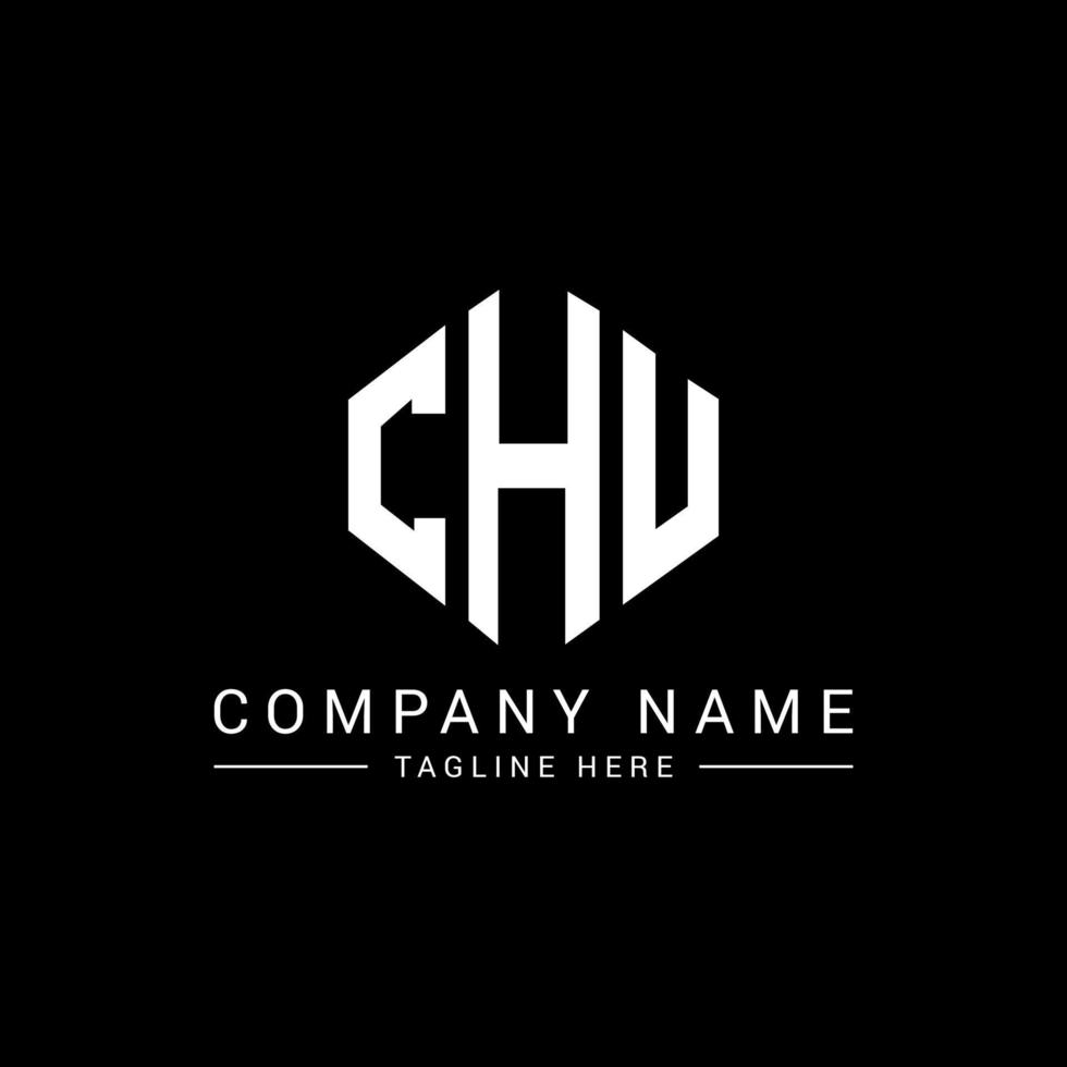 CHU letter logo design with polygon shape. CHU polygon and cube shape logo design. CHU hexagon vector logo template white and black colors. CHU monogram, business and real estate logo.