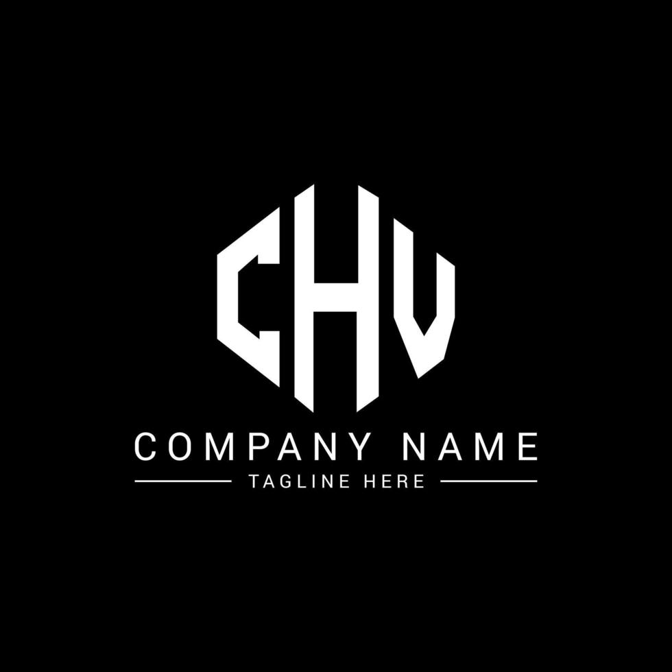 diseño de logotipo de letra chv con forma de polígono. diseño de logotipo en forma de cubo y polígono chv. chv hexágono vector logo plantilla colores blanco y negro. monograma chv, logotipo comercial y inmobiliario.