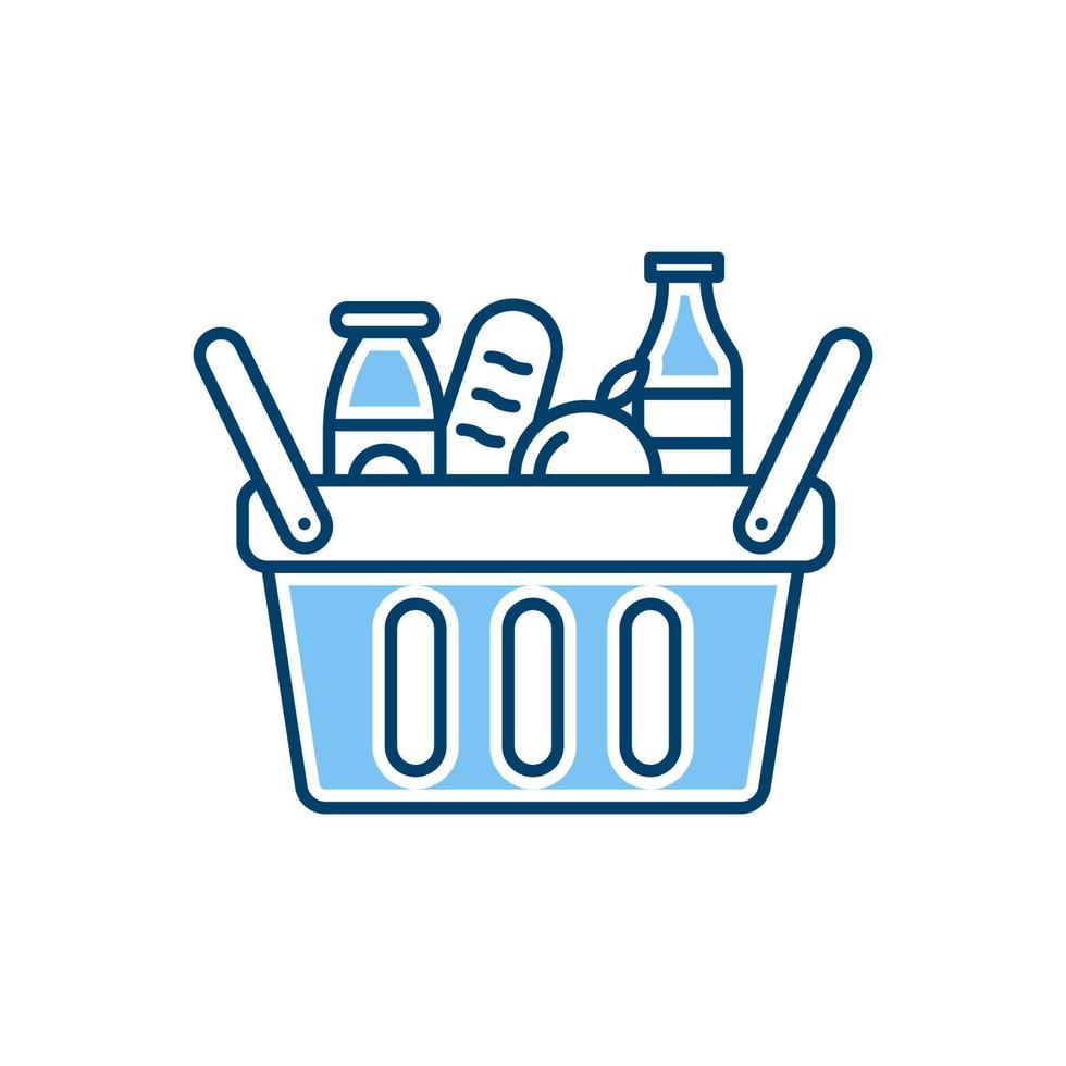 icono de la línea de la cesta de alimentos. signo de estilo lineal para concepto móvil y diseño web. icono de vector de contorno. aislado sobre fondo blanco