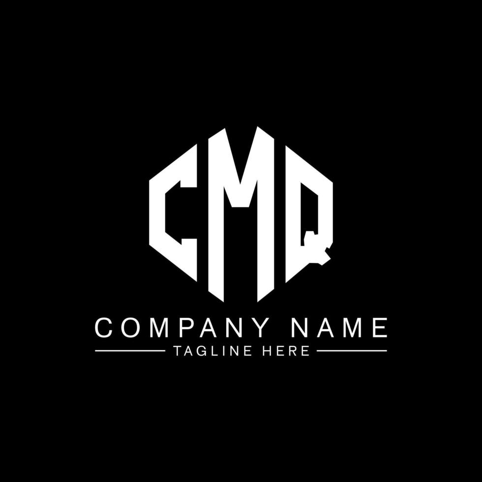 CMQ letter logo design with polygon shape. CMQ polygon and cube shape logo design. CMQ hexagon vector logo template white and black colors. CMQ monogram, business and real estate logo.