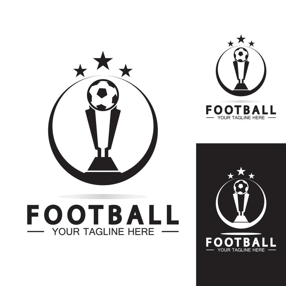 Football or Soccer Championship Trophy Logo Design vector  icon template.champions football trophy for winner award