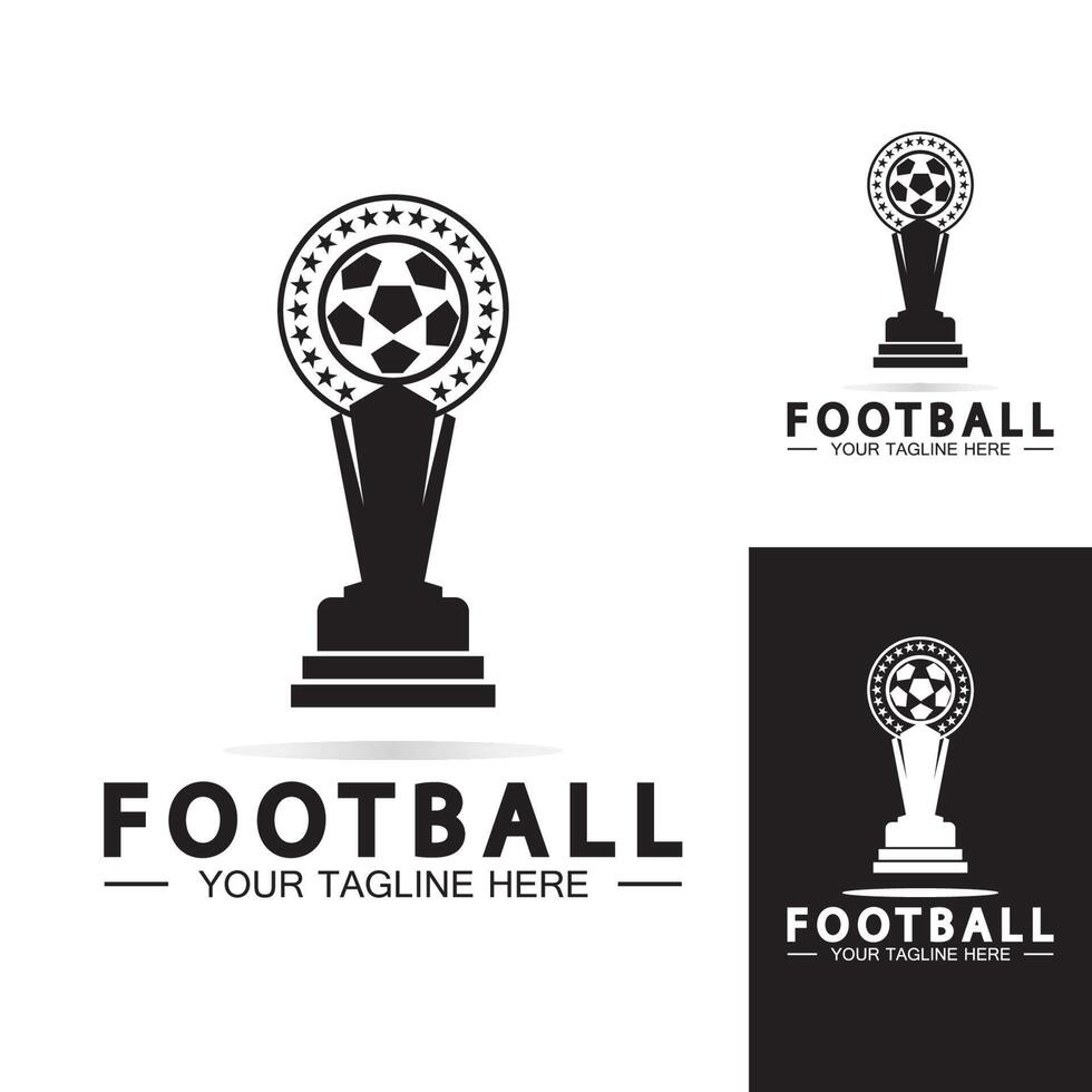 Football or Soccer Championship Trophy Logo Design vector  icon template.champions football trophy for winner award