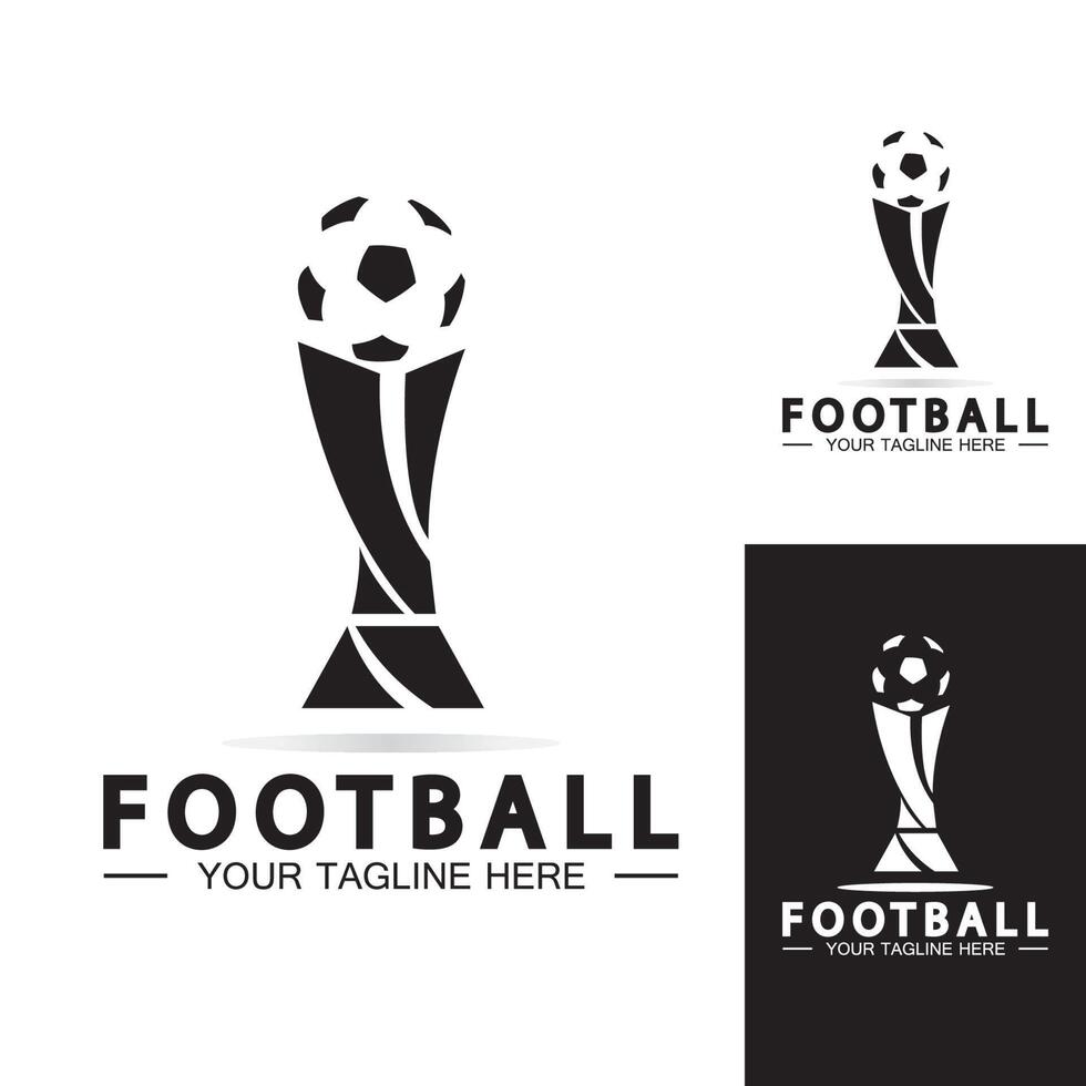 Football or Soccer Championship Trophy Logo Design vector  icon template.champions football trophy for winner award