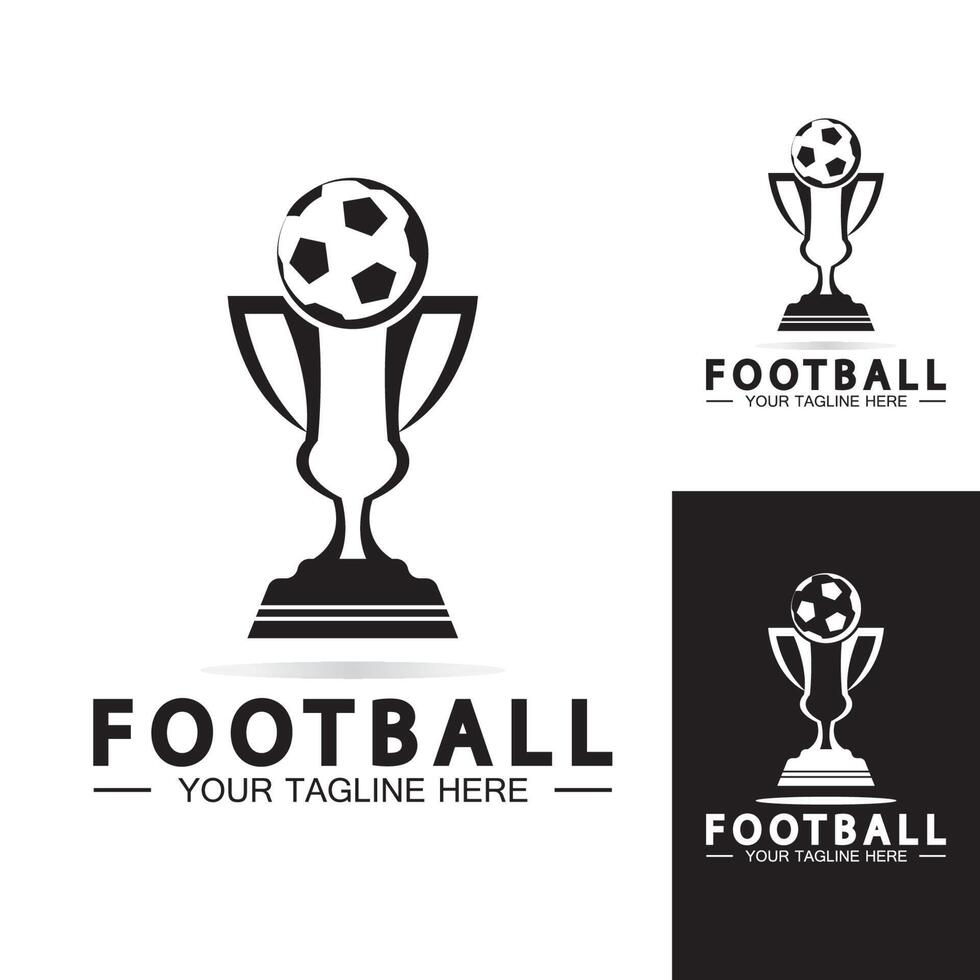 Football or Soccer Championship Trophy Logo Design vector  icon template.champions football trophy for winner award