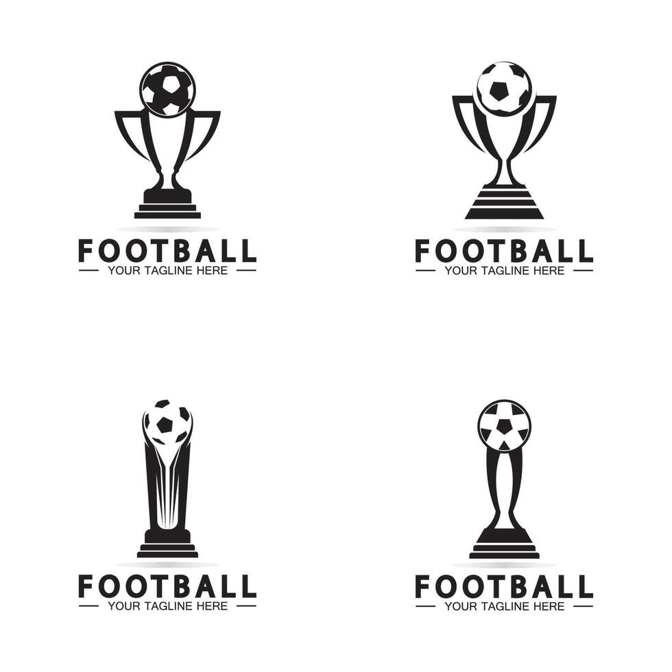 Football or Soccer Championship Trophy Logo Design vector  icon template.champions football trophy for winner award