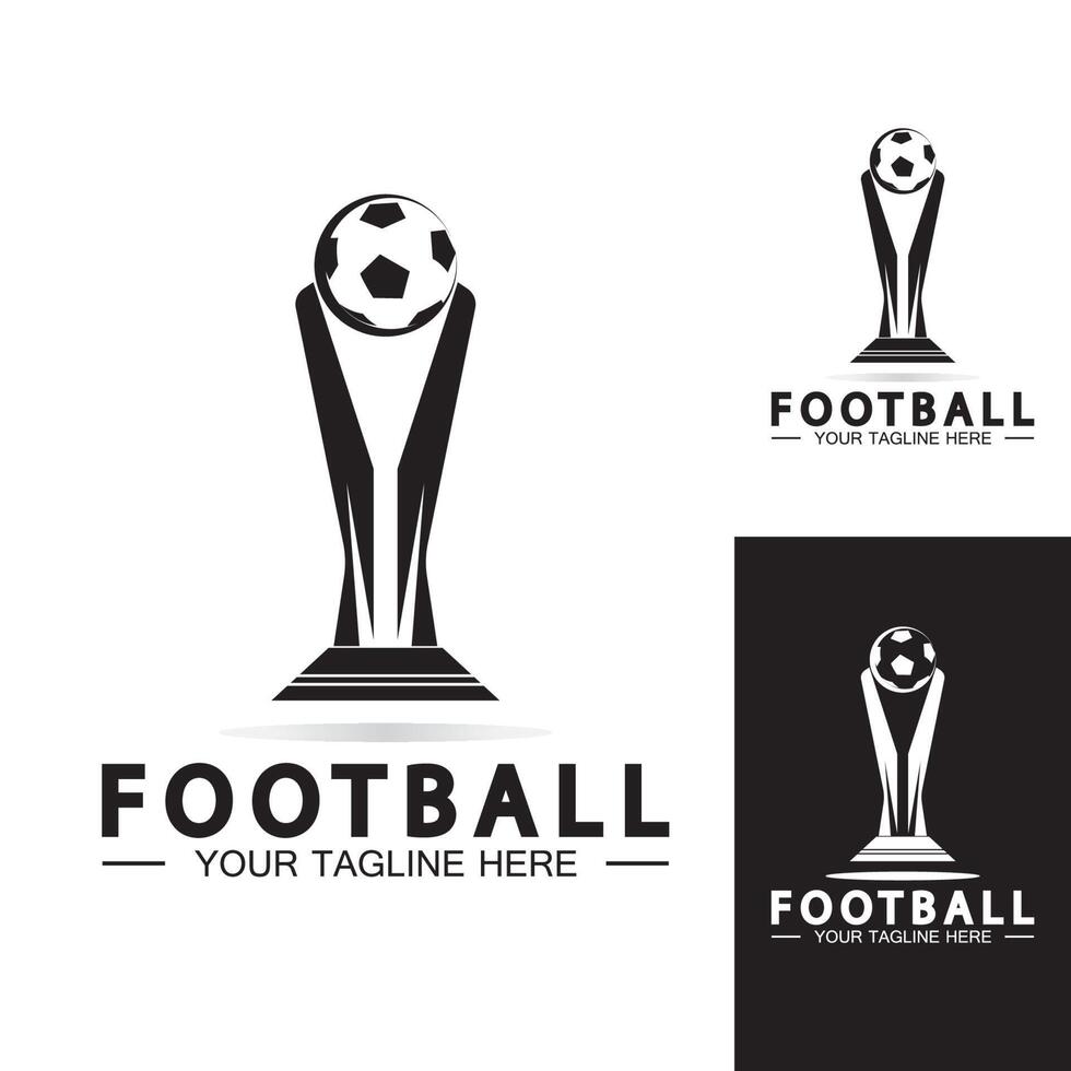 Football or Soccer Championship Trophy Logo Design vector  icon template.champions football trophy for winner award