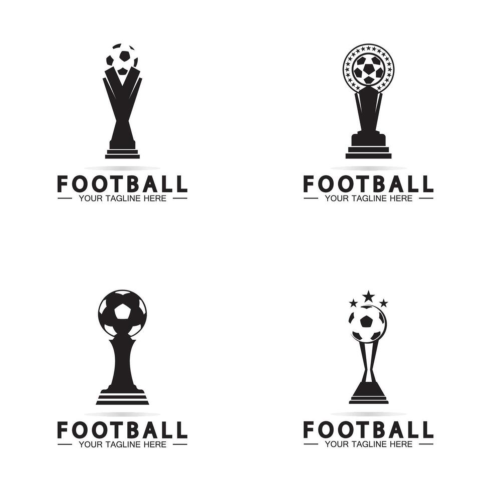 plantilla de icono de vector de diseño de logotipo de trofeo de campeonato de fútbol o fútbol.trofeo de fútbol de campeones para el premio ganador