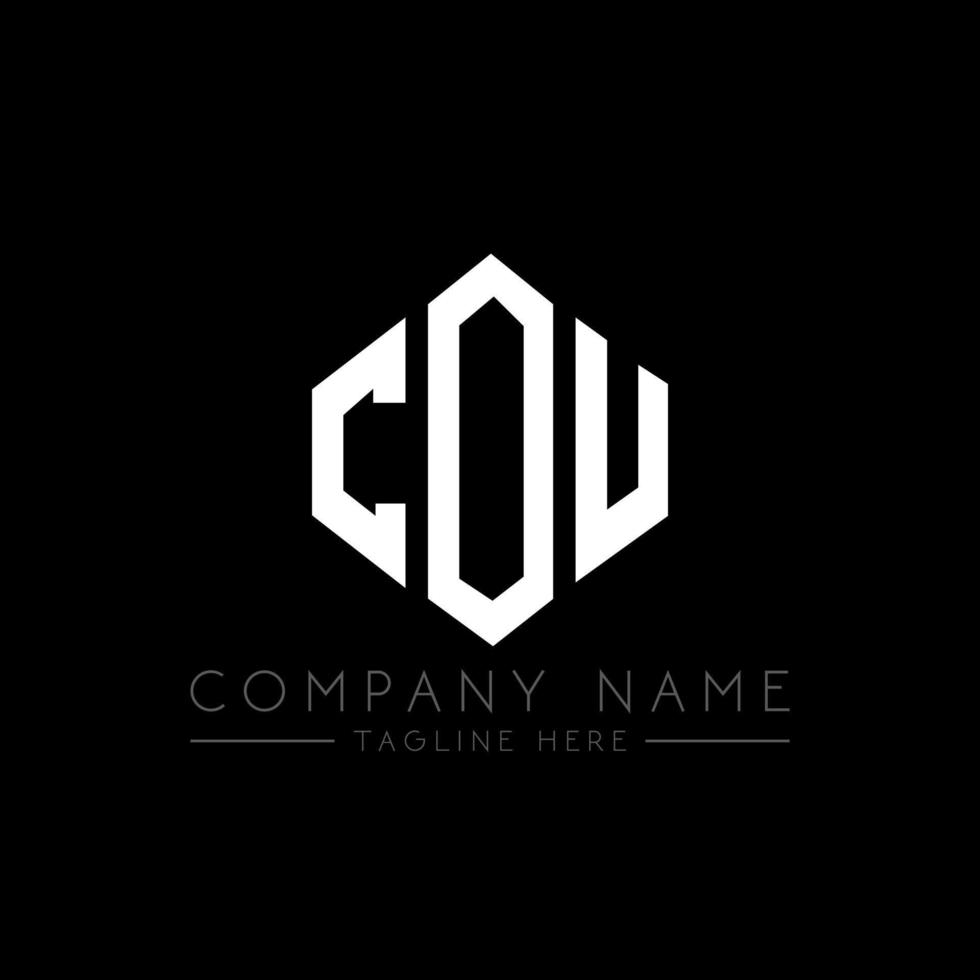 COU letter logo design with polygon shape. COU polygon and cube shape logo design. COU hexagon vector logo template white and black colors. COU monogram, business and real estate logo.