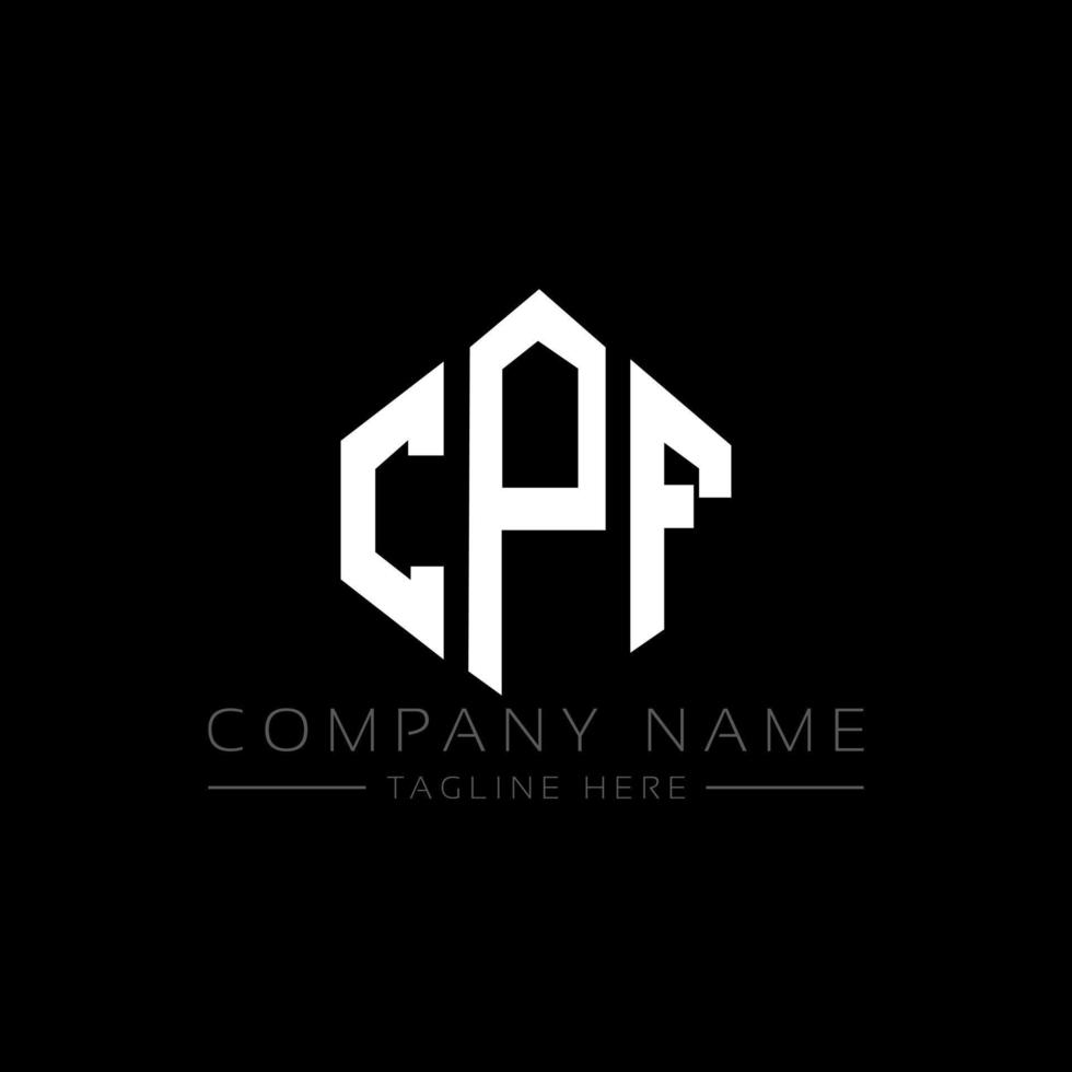 diseño de logotipo de letra cpf con forma de polígono. cpf polígono y diseño de logotipo en forma de cubo. cpf hexágono vector logo plantilla colores blanco y negro. monograma cpf, logotipo empresarial y inmobiliario.