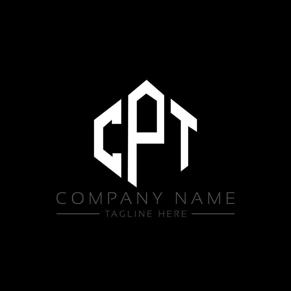 CPT letter logo design with polygon shape. CPT polygon and cube shape logo design. CPT hexagon vector logo template white and black colors. CPT monogram, business and real estate logo.