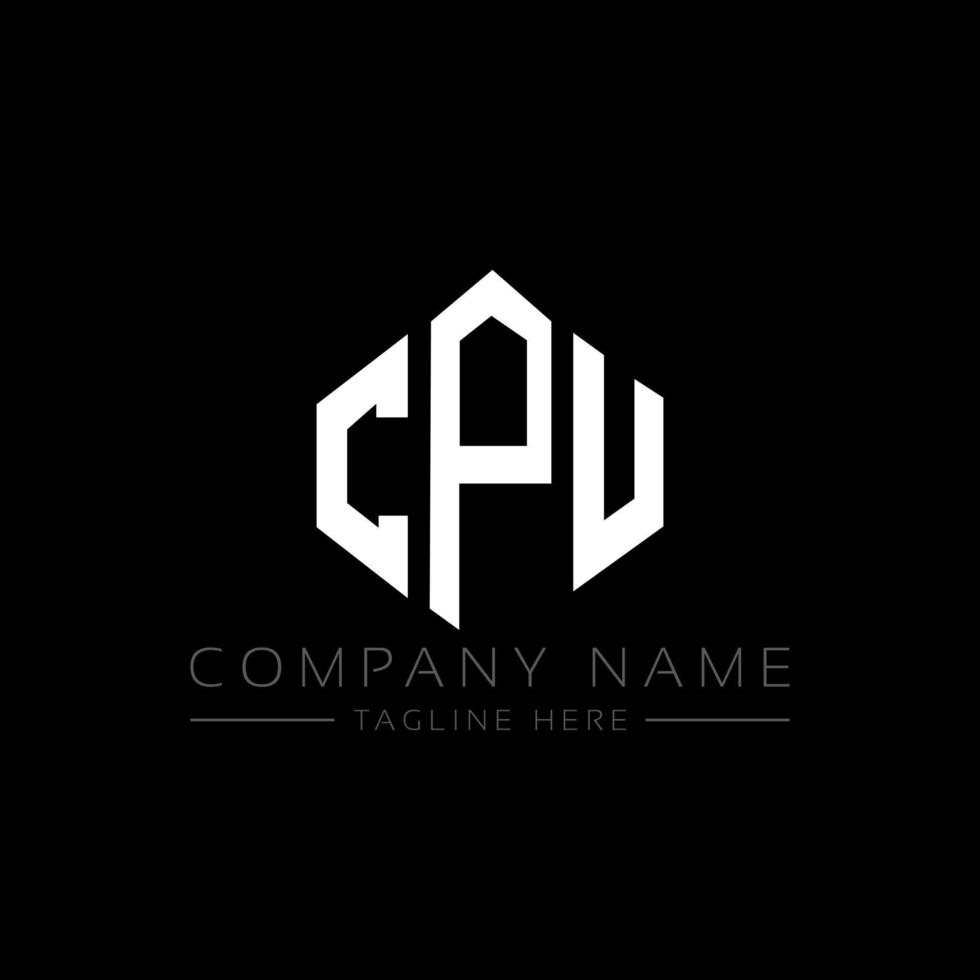 CPU letter logo design with polygon shape. CPU polygon and cube shape logo design. CPU hexagon vector logo template white and black colors. CPU monogram, business and real estate logo.