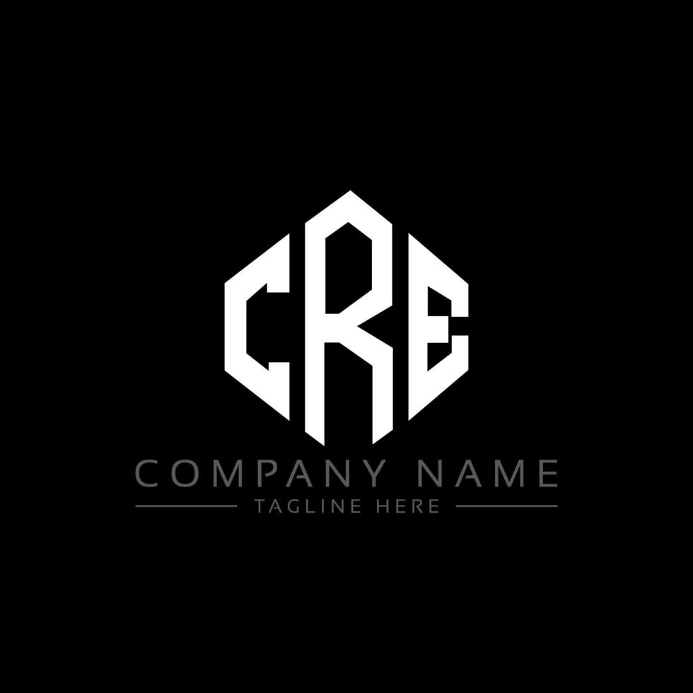 CRE letter logo design with polygon shape. CRE polygon and cube shape logo design. CRE hexagon vector logo template white and black colors. CRE monogram, business and real estate logo.
