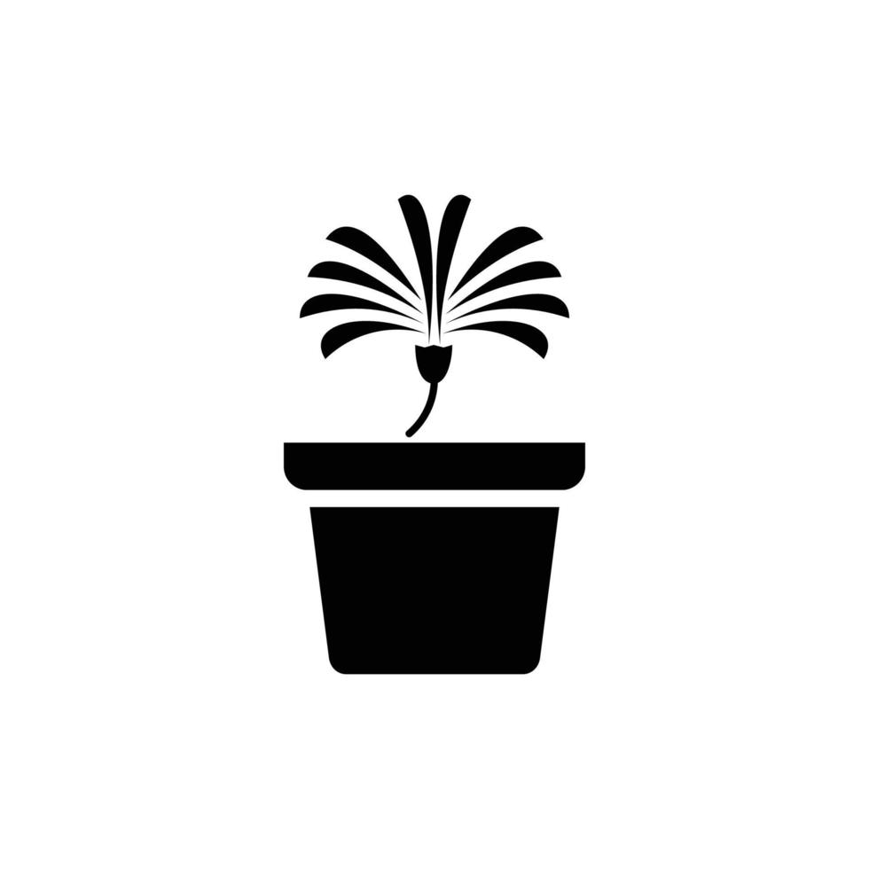 Flower icon in pot, simple flower sign and symbol. Potted plants, gardening, ornamental plant isolated line sign. vector