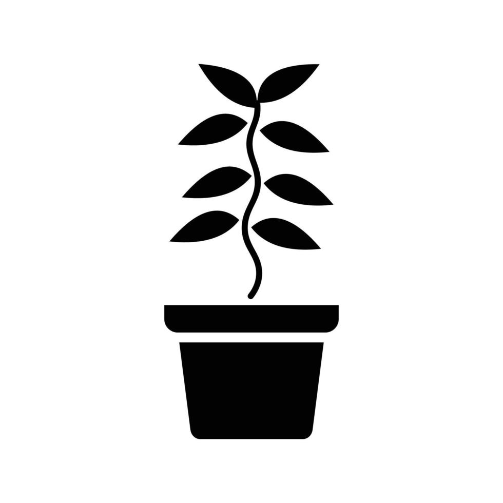 icono de flor en maceta, signo de flor simple y símbolo. plantas en maceta, jardinería, signo de línea aislada de plantas ornamentales. vector