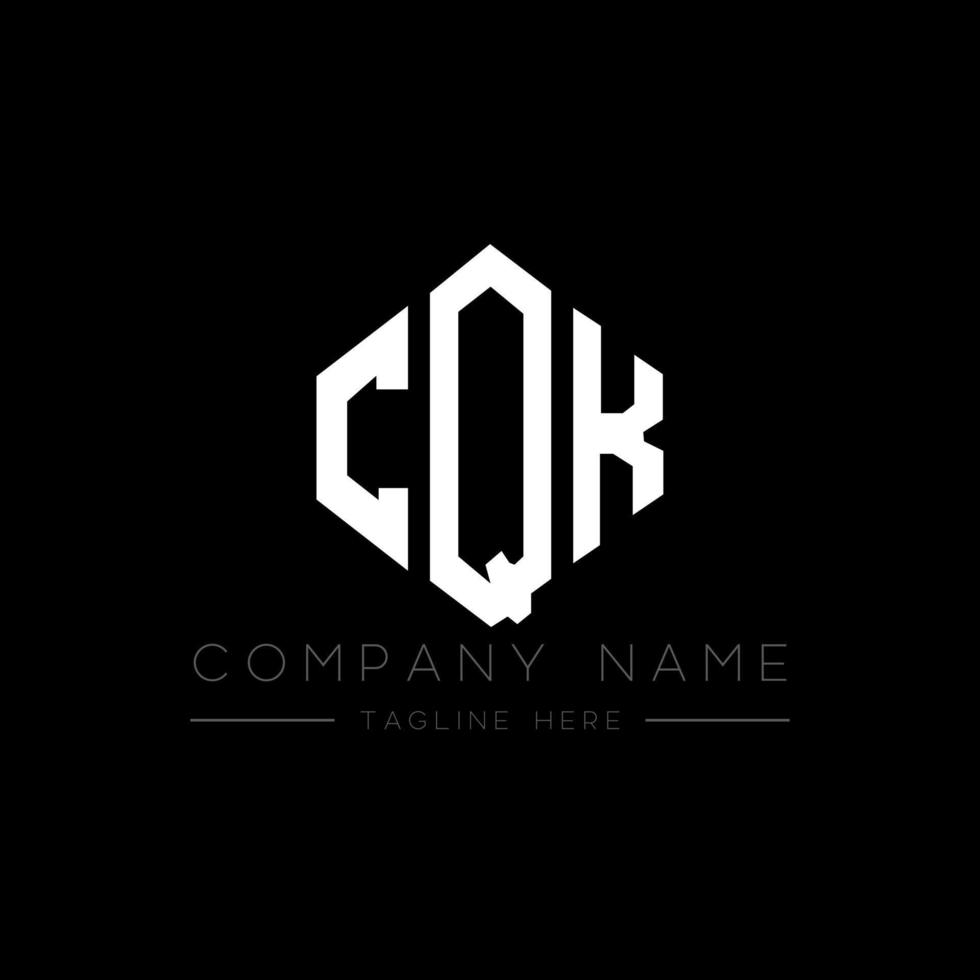 CQK letter logo design with polygon shape. CQK polygon and cube shape logo design. CQK hexagon vector logo template white and black colors. CQK monogram, business and real estate logo.