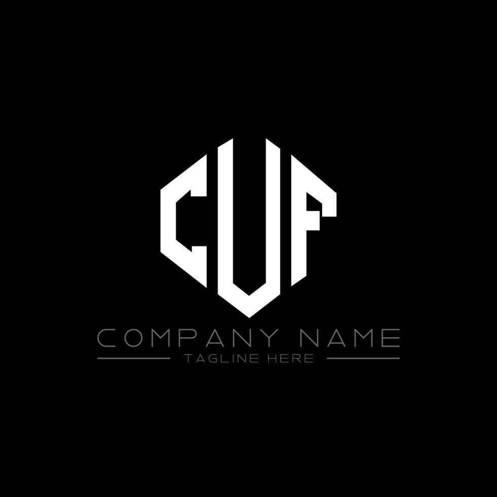 CUF letter logo design with polygon shape. CUF polygon and cube shape logo design. CUF hexagon vector logo template white and black colors. CUF monogram, business and real estate logo.
