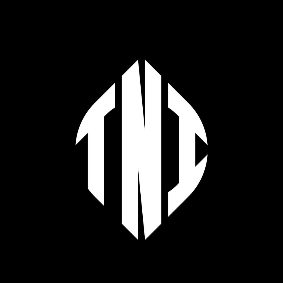 TNI circle letter logo design with circle and ellipse shape. TNI ellipse letters with typographic style. The three initials form a circle logo. TNI Circle Emblem Abstract Monogram Letter Mark Vector. vector