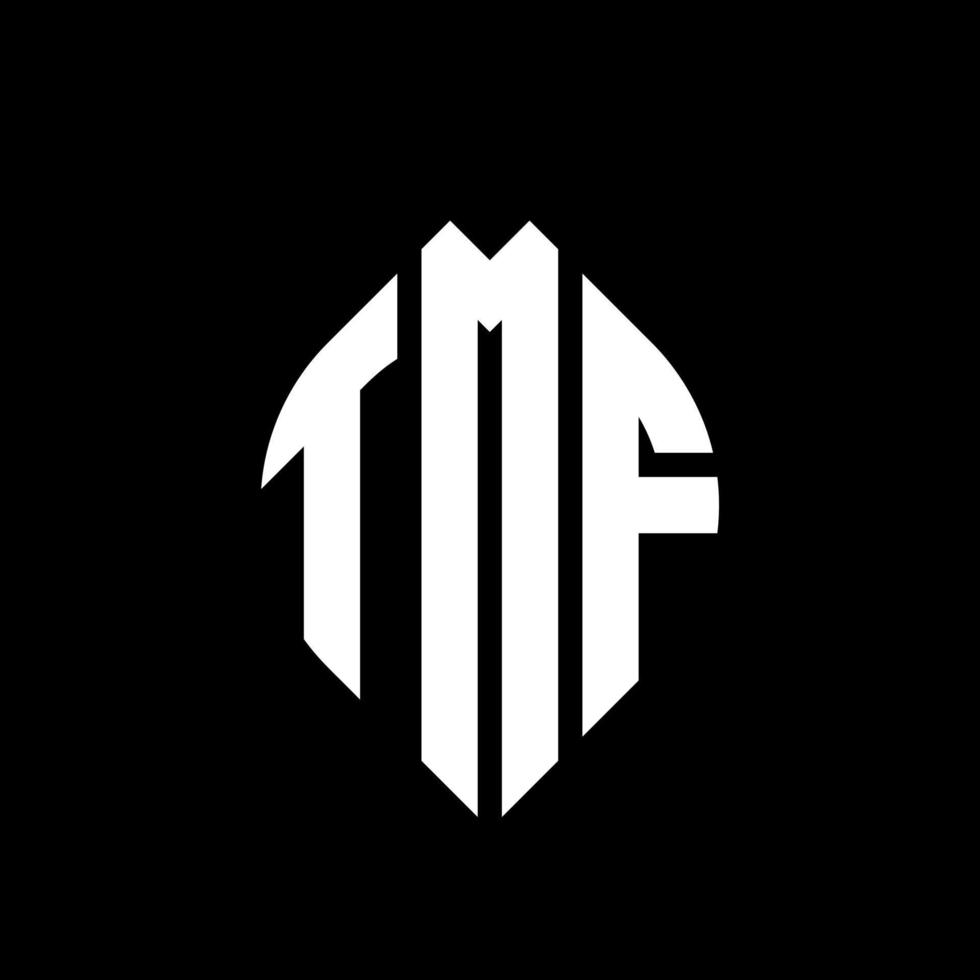TMF circle letter logo design with circle and ellipse shape. TMF ellipse letters with typographic style. The three initials form a circle logo. TMF Circle Emblem Abstract Monogram Letter Mark Vector. vector