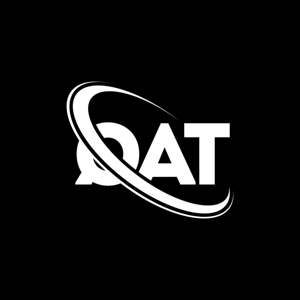 logotipo qat. qat letra. diseño del logotipo de la letra qat. logotipo de qat de iniciales vinculado con círculo y logotipo de monograma en mayúsculas. tipografía qat para tecnología, negocios y marca inmobiliaria. vector