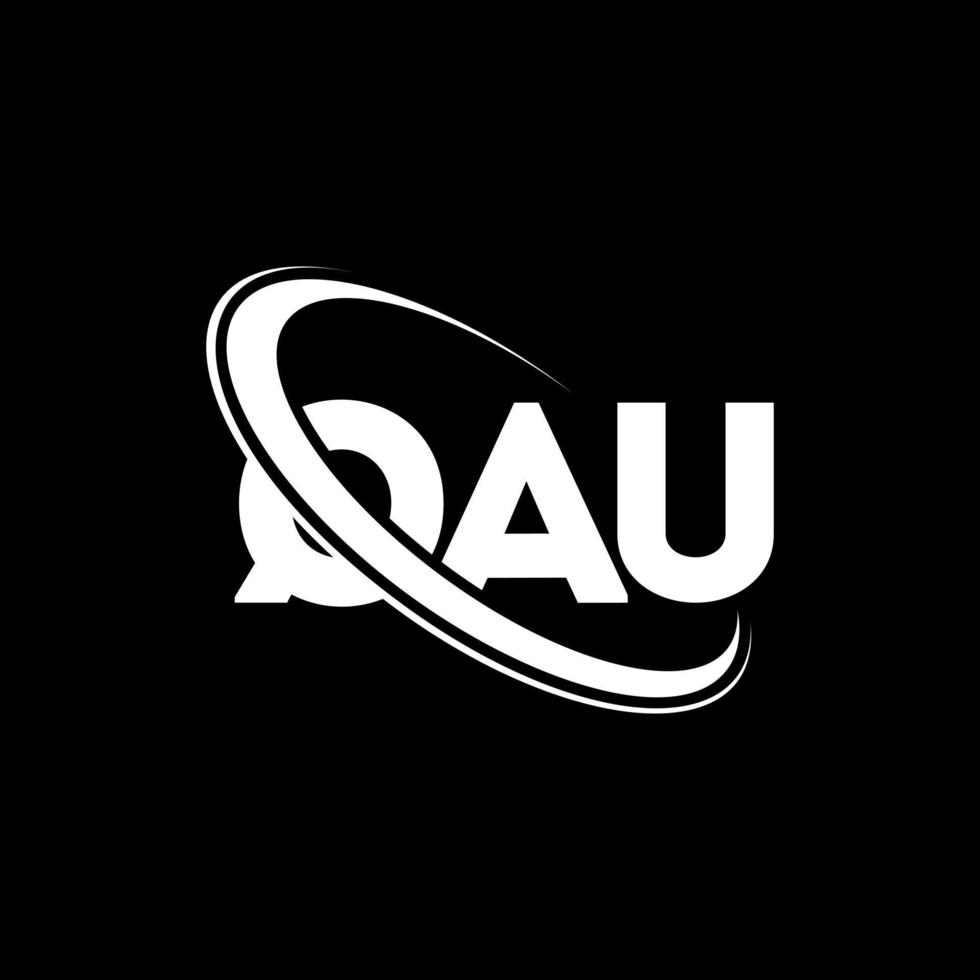 logotipo qau. carta qau. diseño del logotipo de la letra qau. logotipo de qau de iniciales vinculado con círculo y logotipo de monograma en mayúsculas. tipografía qau para tecnología, negocios y marca inmobiliaria. vector