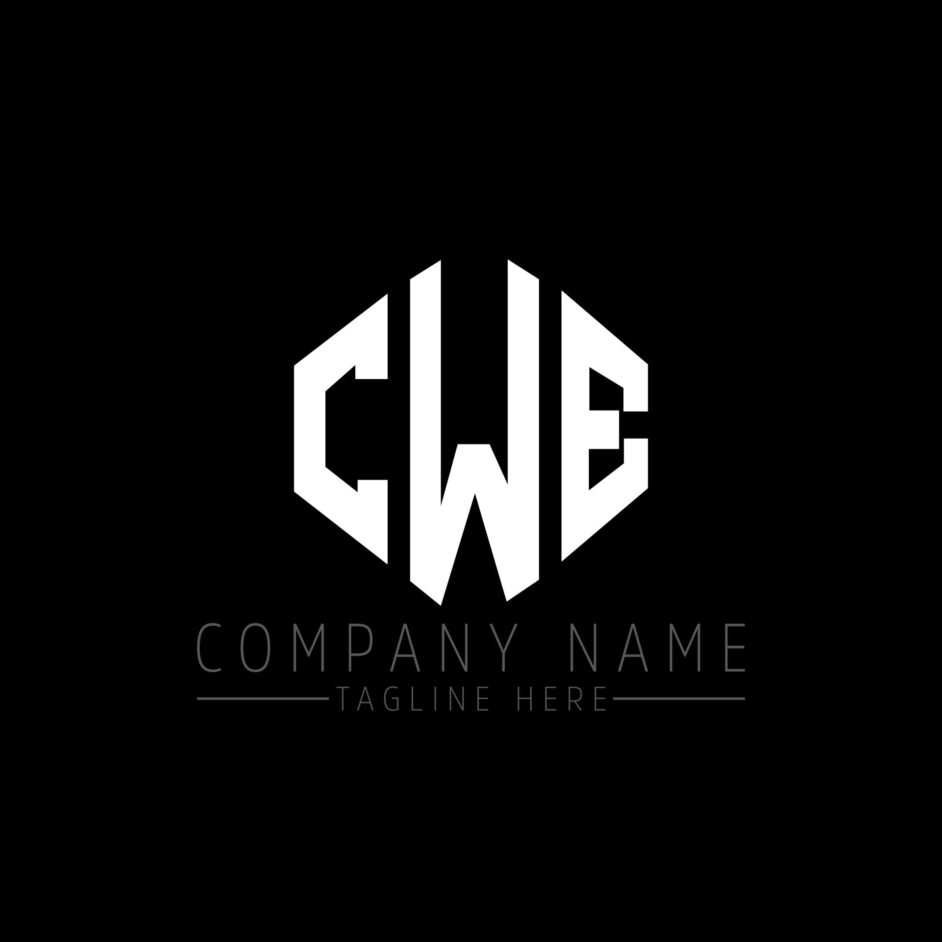 CWE letter logo design with polygon shape. CWE polygon and cube shape