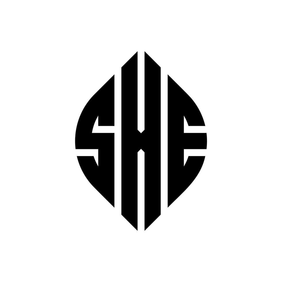 SXE circle letter logo design with circle and ellipse shape. SXE ellipse letters with typographic style. The three initials form a circle logo. SXE Circle Emblem Abstract Monogram Letter Mark Vector. vector