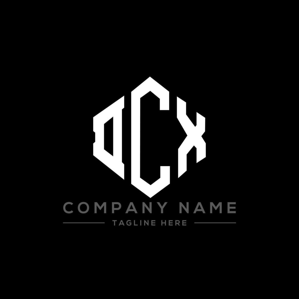 DCX letter logo design with polygon shape. DCX polygon and cube shape logo design. DCX hexagon vector logo template white and black colors. DCX monogram, business and real estate logo.