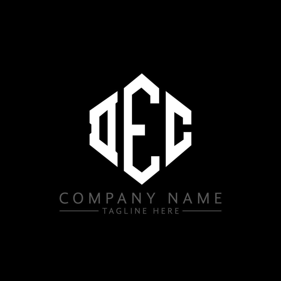 DEC letter logo design with polygon shape. DEC polygon and cube shape logo design. DEC hexagon vector logo template white and black colors. DEC monogram, business and real estate logo.