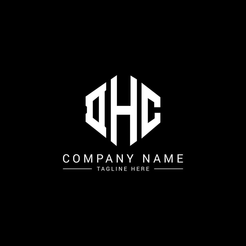 DHC letter logo design with polygon shape. DHC polygon and cube shape logo design. DHC hexagon vector logo template white and black colors. DHC monogram, business and real estate logo.