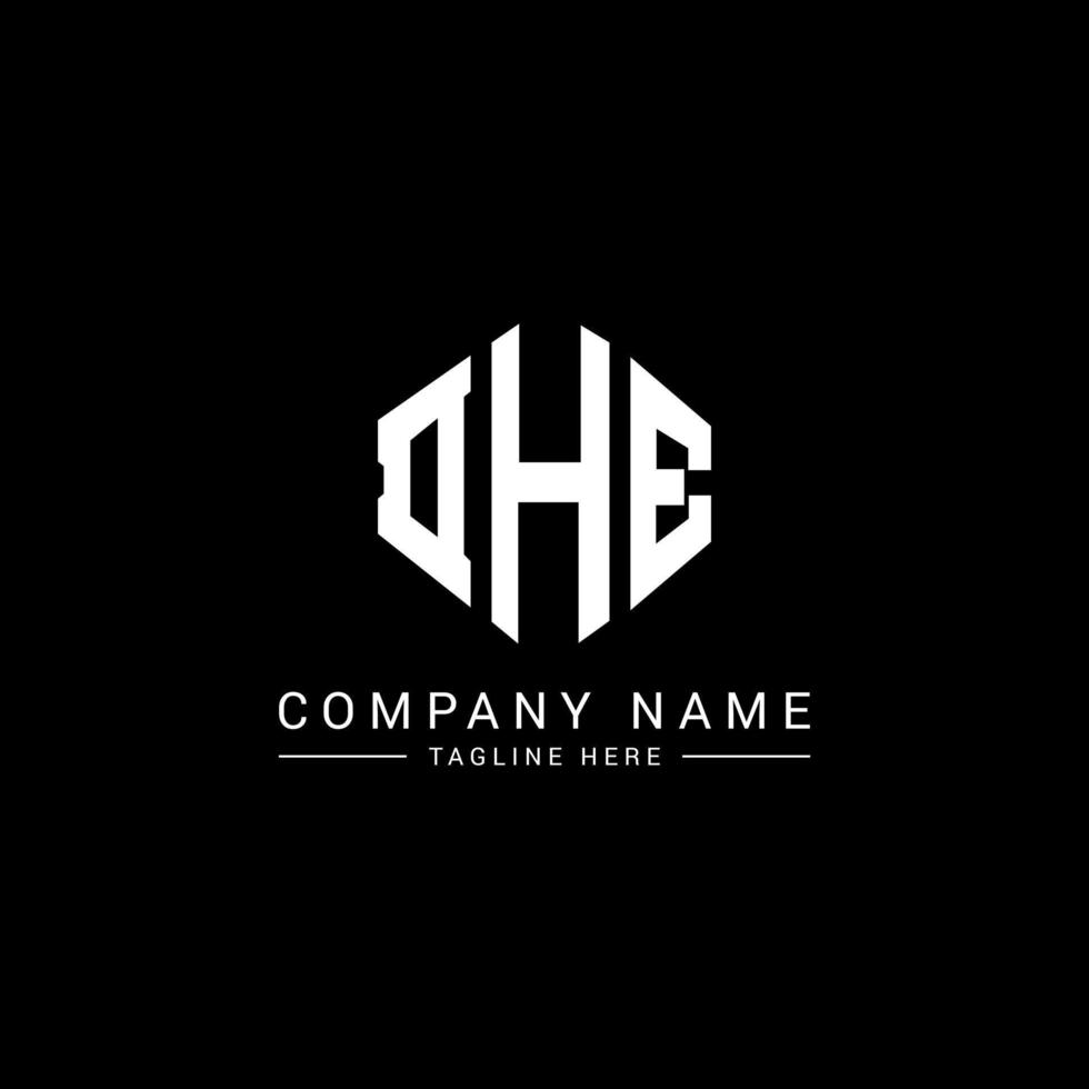 DHE letter logo design with polygon shape. DHE polygon and cube shape logo design. DHE hexagon vector logo template white and black colors. DHE monogram, business and real estate logo.