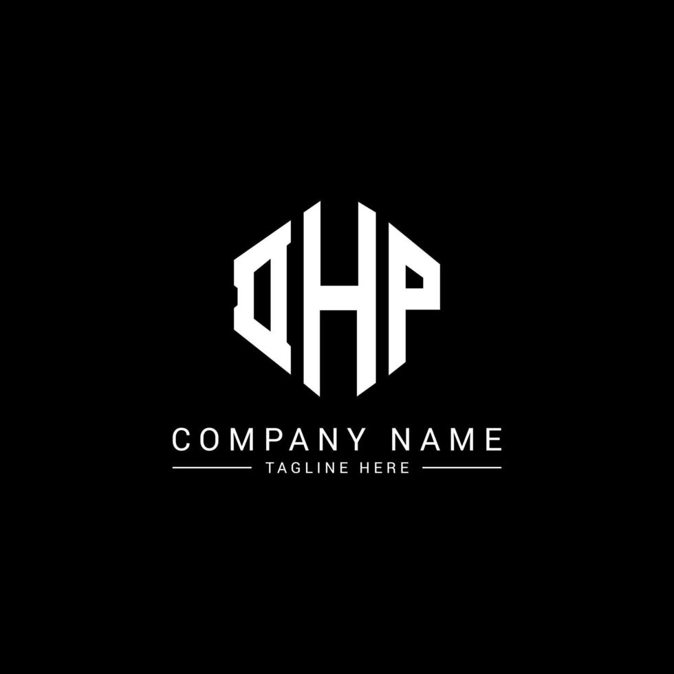 DHP letter logo design with polygon shape. DHP polygon and cube shape logo design. DHP hexagon vector logo template white and black colors. DHP monogram, business and real estate logo.