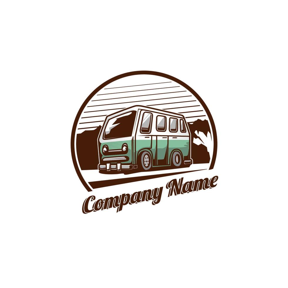 Van mountain logo vector illustration design