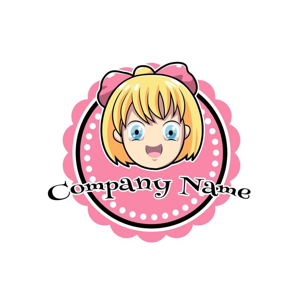 little girl logo vector illustration design