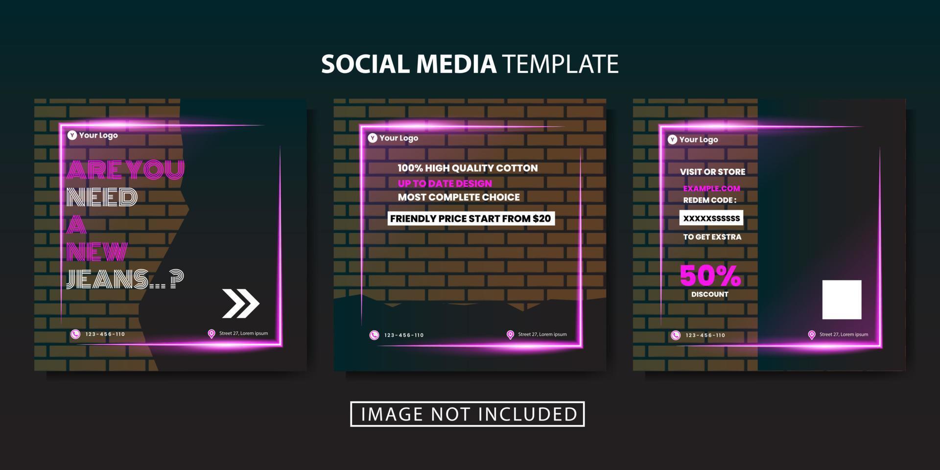 jeans shop social media template background design vector