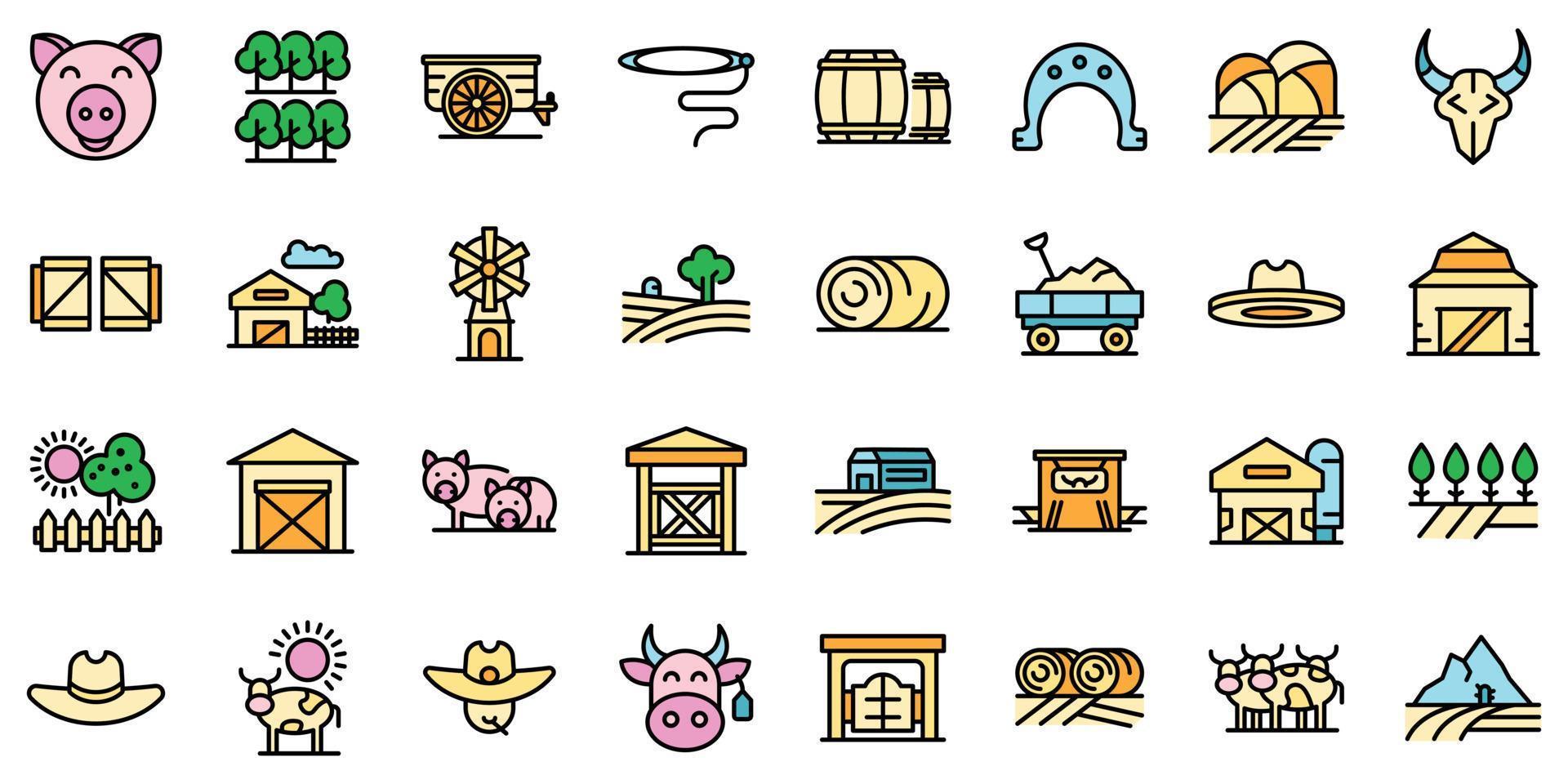 Ranch icons set vector flat