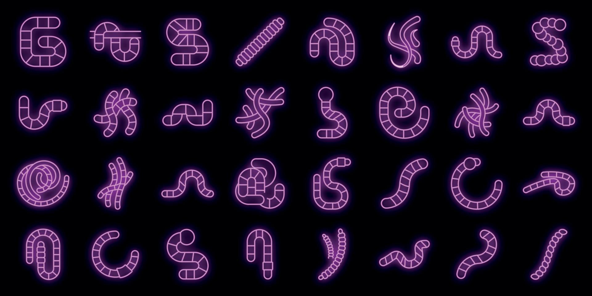 Worm icons set outline vector. Animal bait vector neon