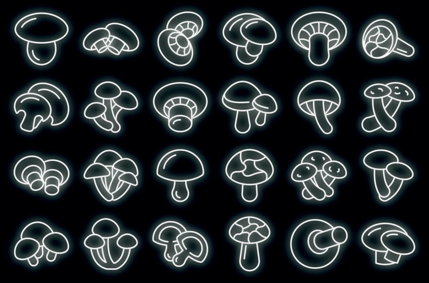 Shiitake mushroom icons set outline vector. Autumn plant vector neon