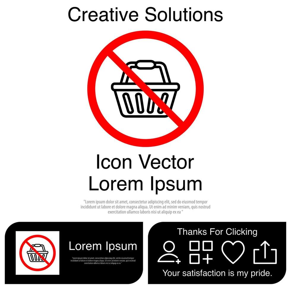 No Market Basket Icon EPS 10 vector