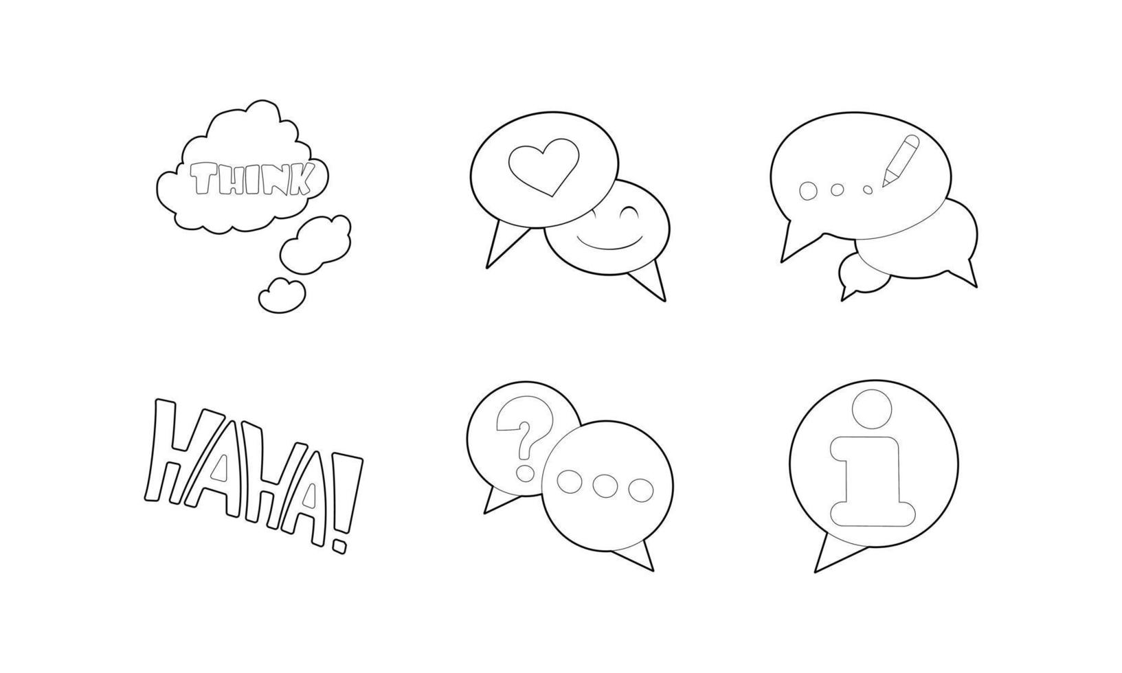 Speech icon set, outline style vector