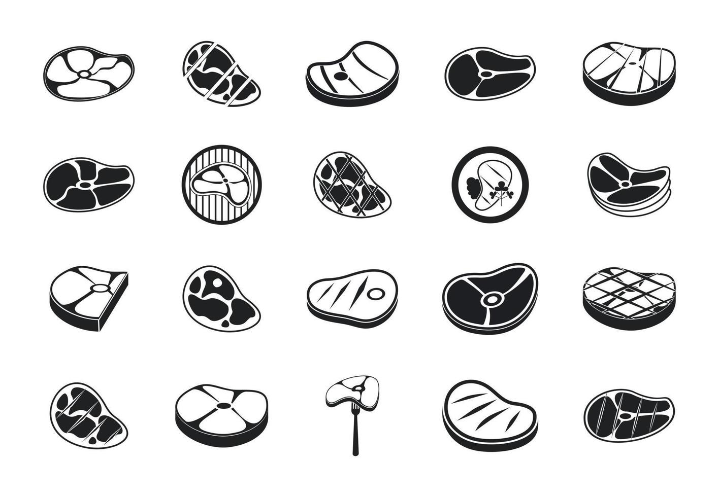 Beef icon set, simple style vector