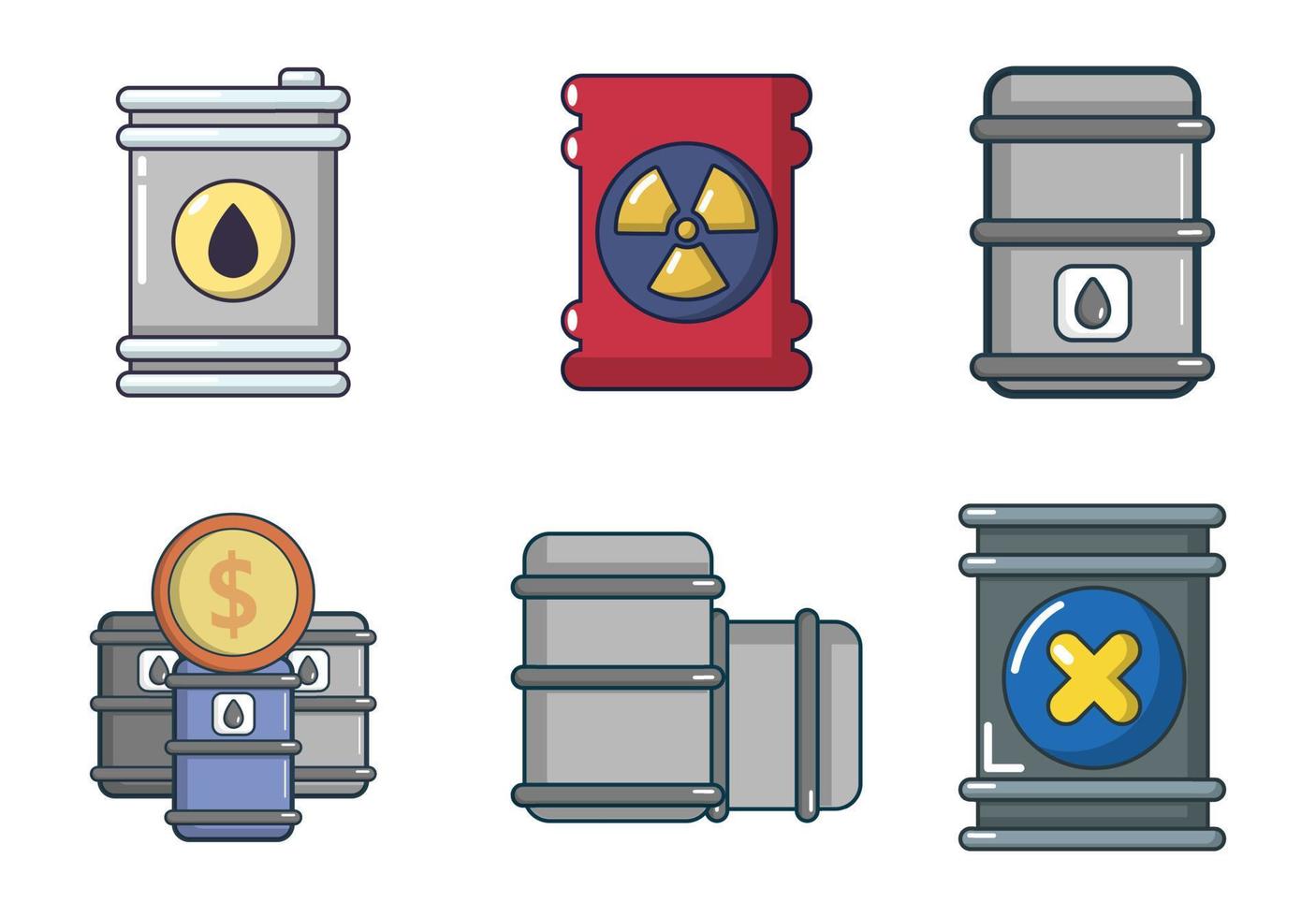 Barrel icon set, cartoon style vector