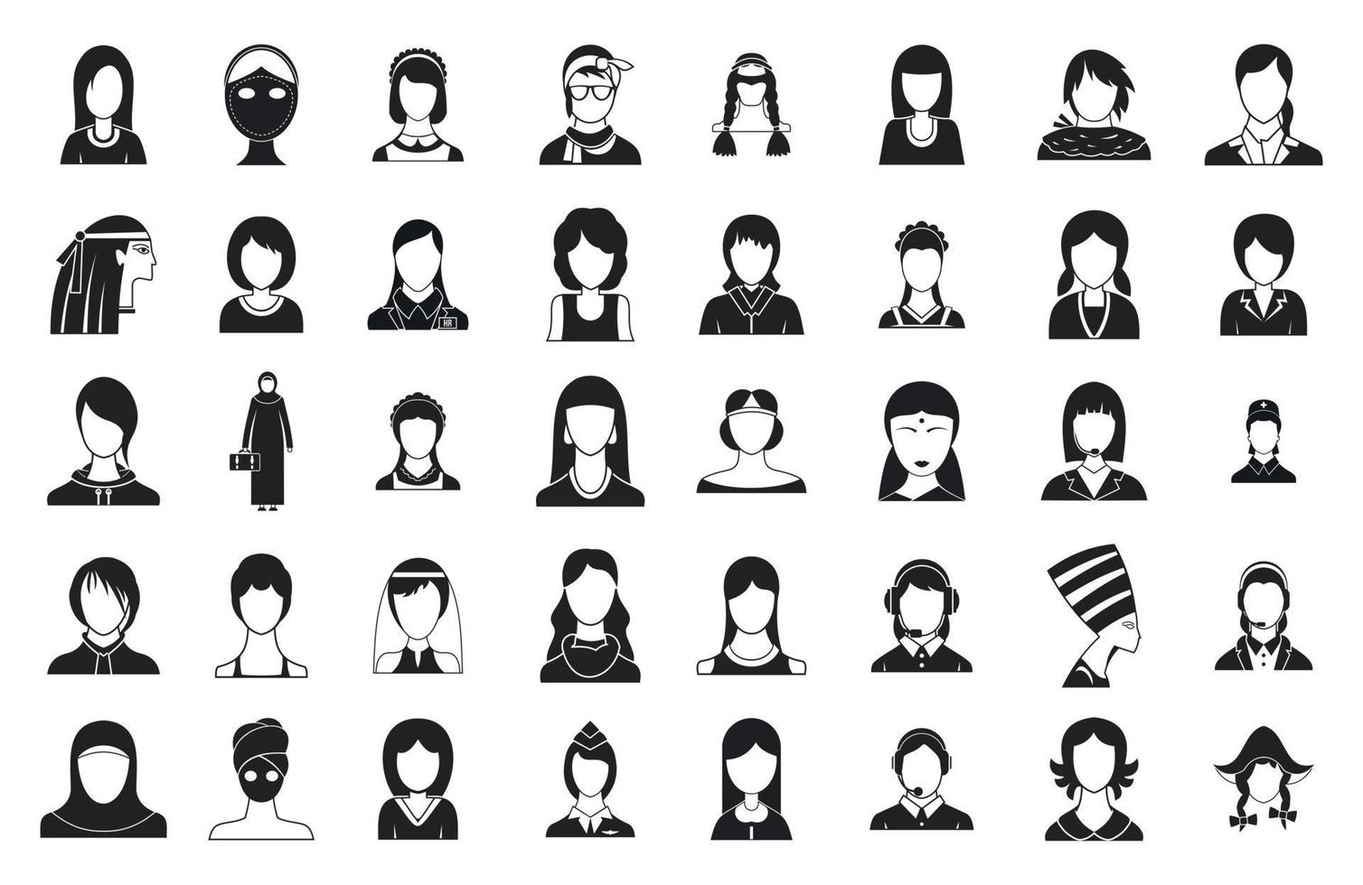 Woman silhouette icon set, simple style vector