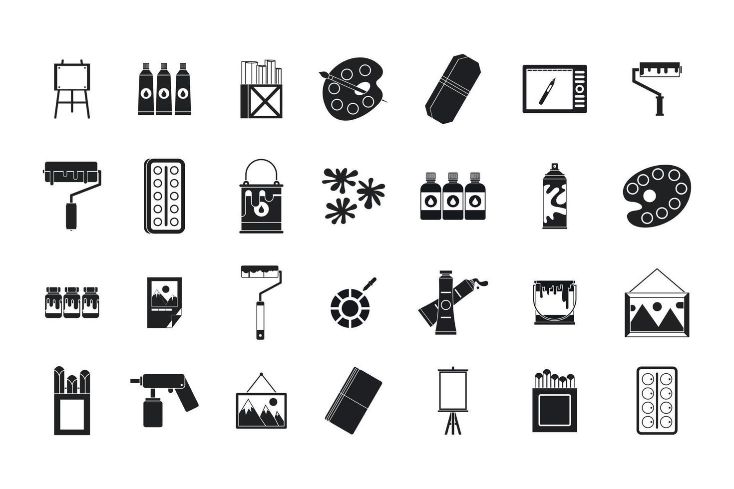 Paint tools icon set, simple style vector