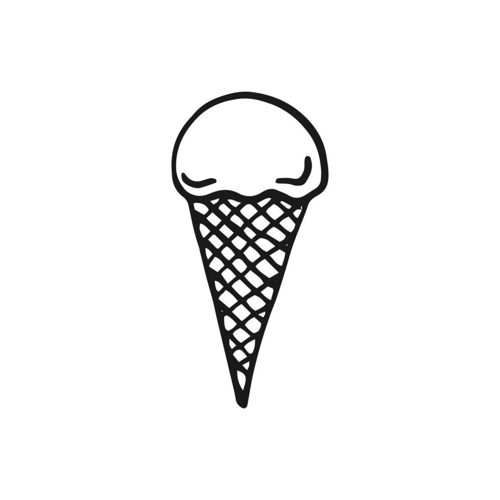 helado. ilustración vectorial dibujada a mano. estilo de arte de línea aislado aislado sobre fondo blanco vector