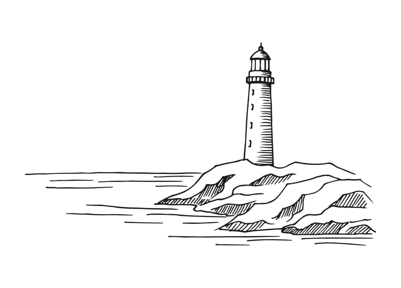 Lighthouse Sketch Vector Art Icons and Graphics for Free Download