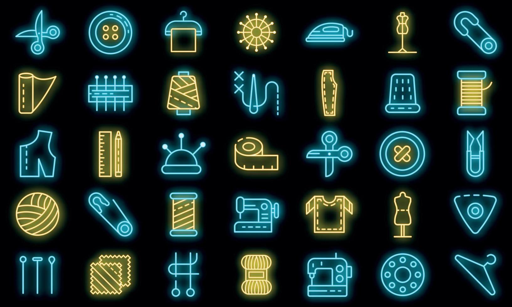 Tailor icons set vector neon