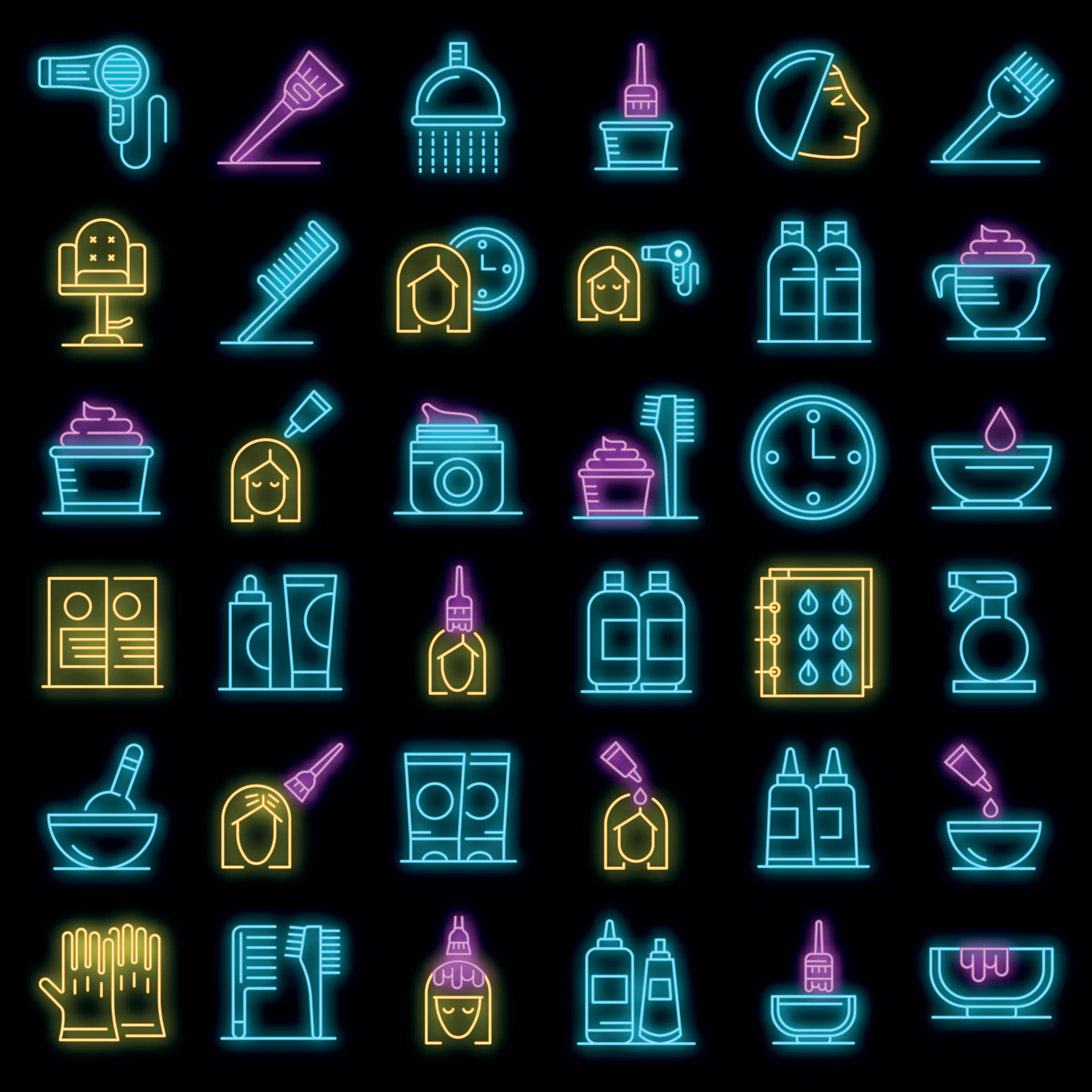 Hair dye icons set vector neon 8987547 Vector Art at Vecteezy