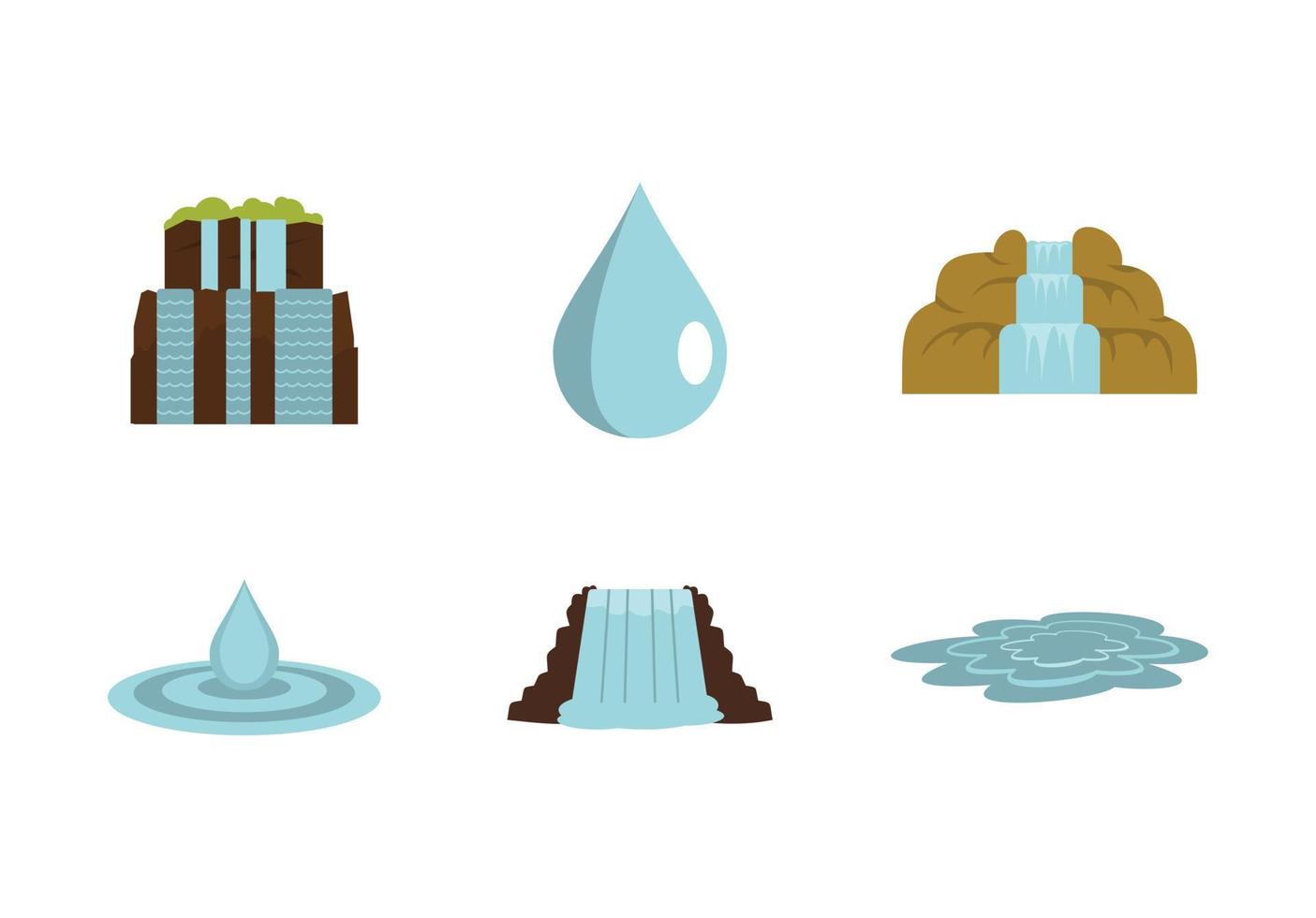 Water nature icon set, flat style vector